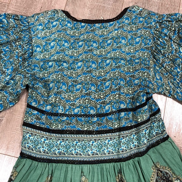 Free People Women’s Paisley Tunic V Neck Size S Ballon Sleeve - Picture 3 of 7